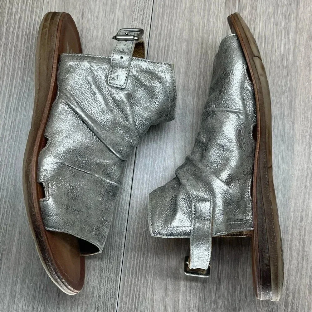 Miz Mooz Sandals Womens 36 US 5.5-6 Fallon Metallic Slingback Gladiator Silver - Picture 1 of 12